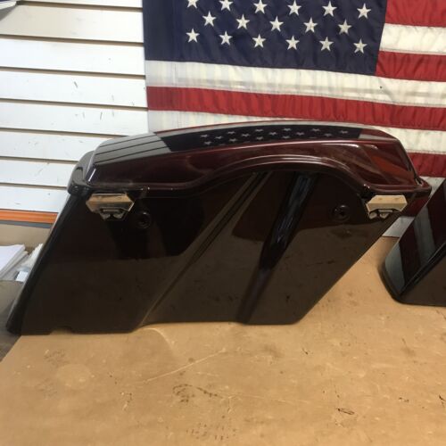 1994-2013 Harley Davidson Saddlebags Black Cherry pair OEM for Electra Glide