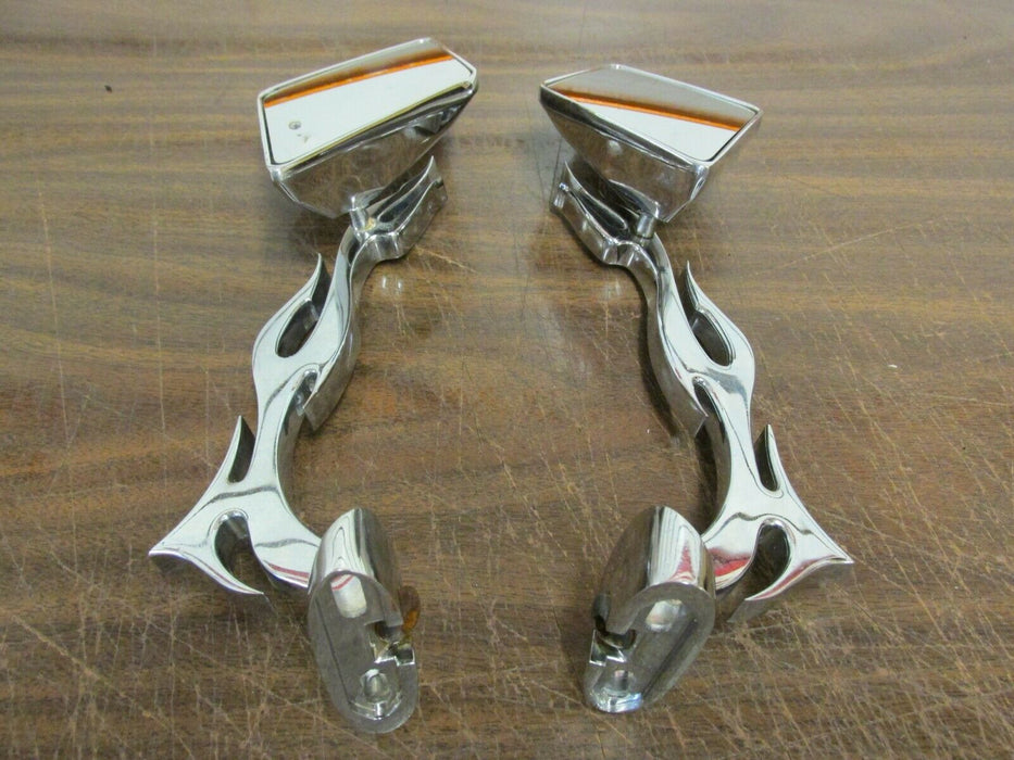 Custom Chrome Flame Motorcycle Mirrors Flaming Universal Rear View Mirrors