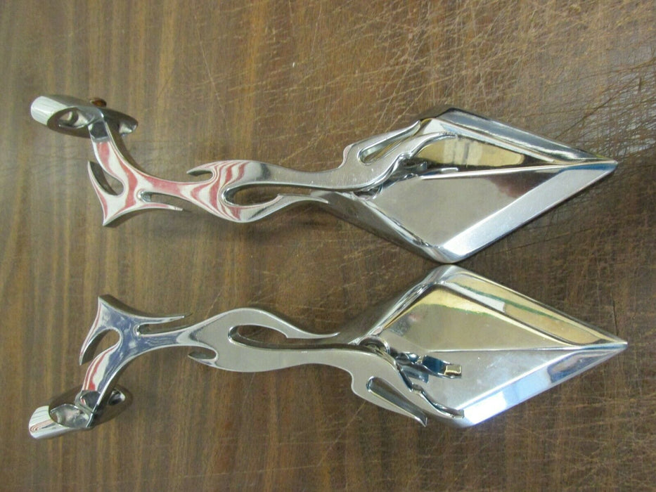 Custom Chrome Flame Motorcycle Mirrors Flaming Universal Rear View Mirrors