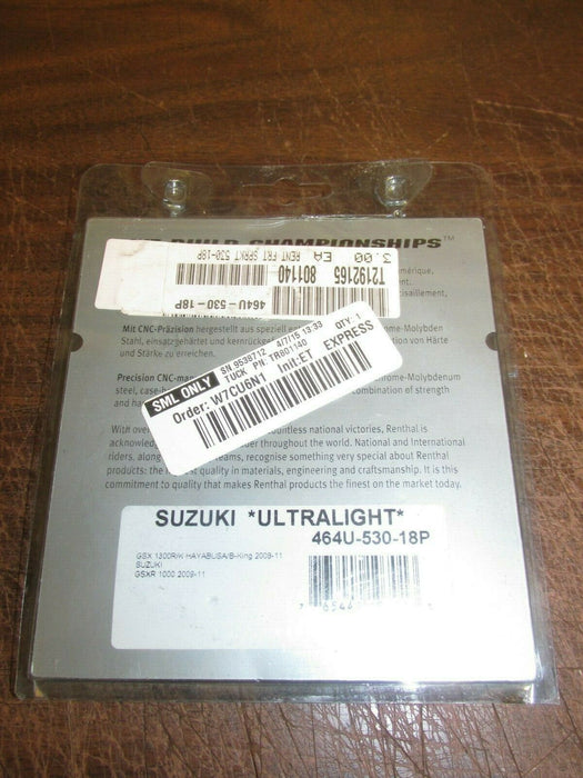 Renthal Sprocket Front 18T 530 Ultralight Steel Suzuki GSXR 1000 2009-2012