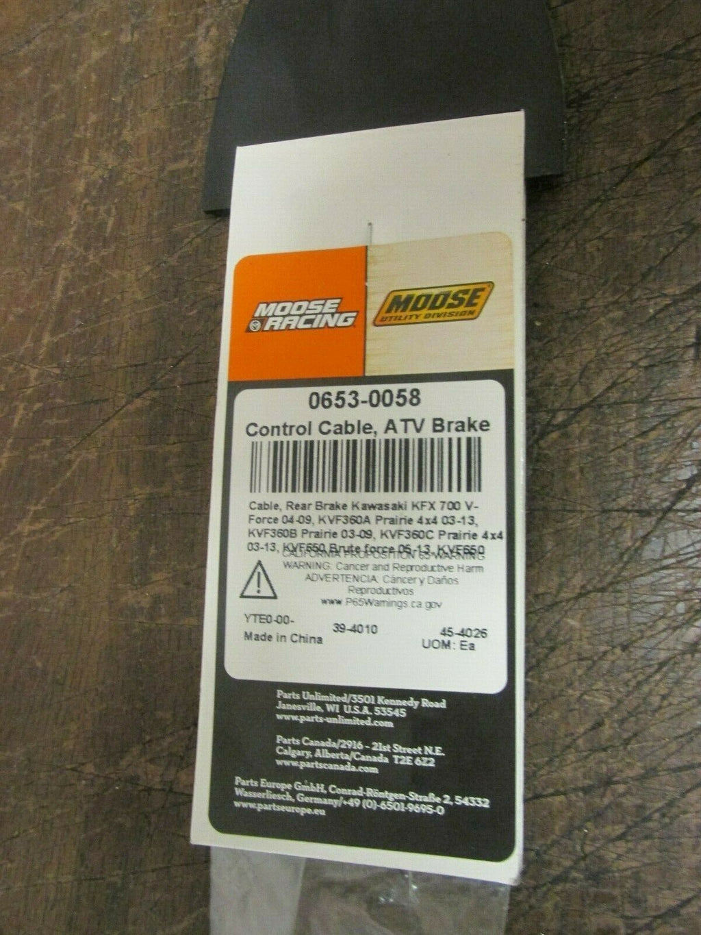 MOOSE RACING HARD-PARTS 0653-0058 CABLE BRAKE RR MSE KAW