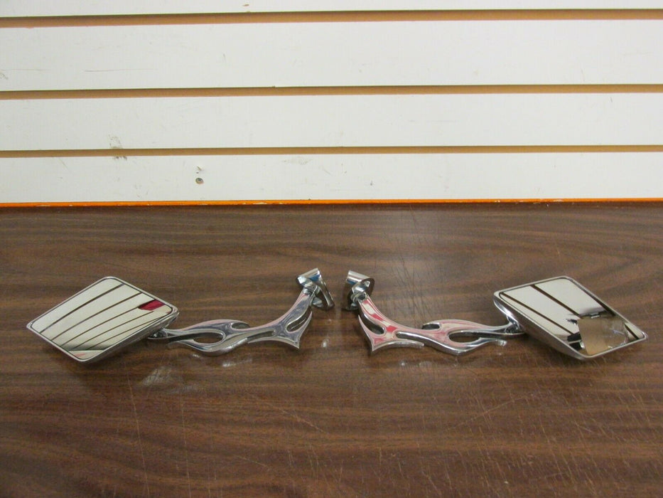 Custom Chrome Flame Motorcycle Mirrors Flaming Universal Rear View Mirrors